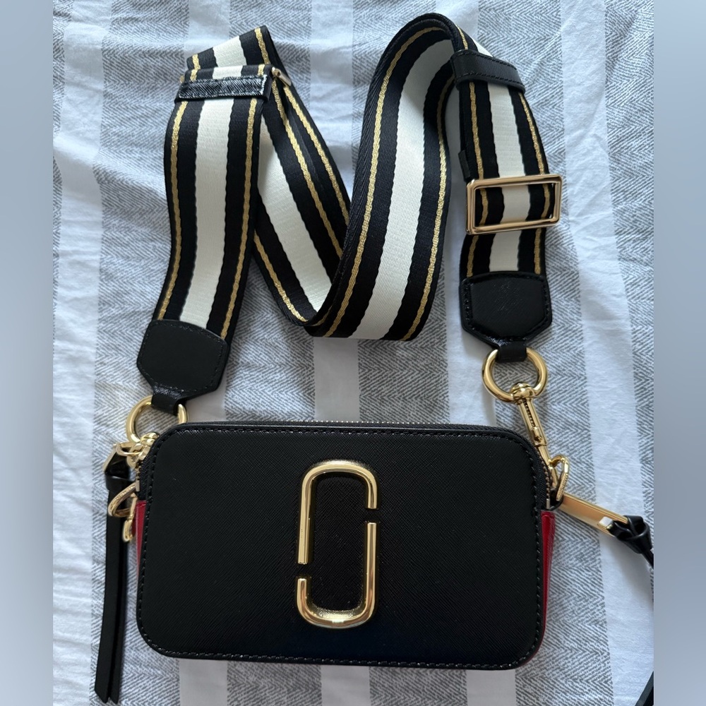 Marc Jacobs Black Crossbody Bag with Gold Hardware